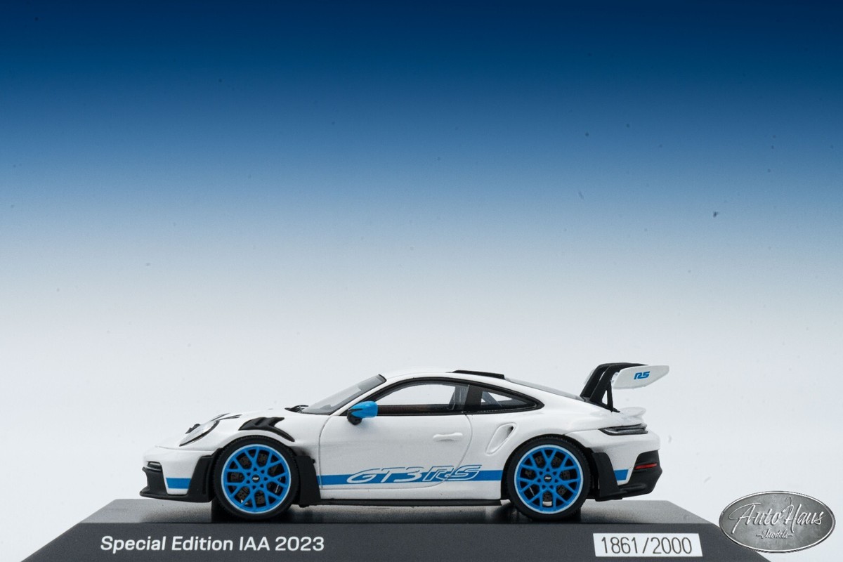 1/43 Spark Porsche 911 GT3 RS (992) White / Blue IAA 🤝ALSO 1/43 Spark Porsche 911 GT3 RS (992) White / Blue IAA 🤝ALSO