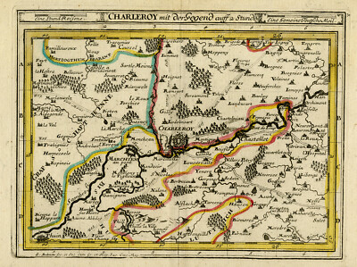 Antiker Druck - TOPOGRAPHIE - CHARLEROI - BELGIEN - Bodenehr - 1720