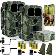 2 Night Vision Trail Cameras Hunting Game 4k 48MP Military Darkness Surveillance