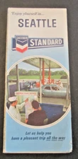 VTG 1968 Seattle WA Map 18x38" Chevron Standard Oil Company Ad