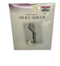 JCPenney Sheer Caress Silky Sheer Control Top Panty Hose Bone 81 Queen Tall NWT