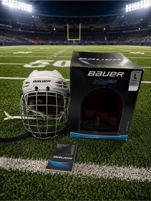 Bauer White Helmet with Silver Cage IMS5.0 - L