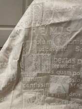 Pair Latin Script Curtains Fully Lined 64"w 53" drop each Cream traditional