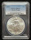 PCGS 2004 MS69 Uncirculated American Silver Eagle One Dollar S$1  Coin - 537