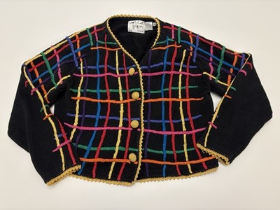 VTG Michael Simon Parities Knitted Colorful Cardigan SZ M