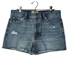 Everlane The Relaxed 90s Denim Jean Shorts Distressed High Rise Blue Women's 27