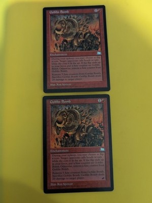 Goblin Bombx2. Verzauberung.1 Hat Mark Weatherlight Magic the Gathering Karte.