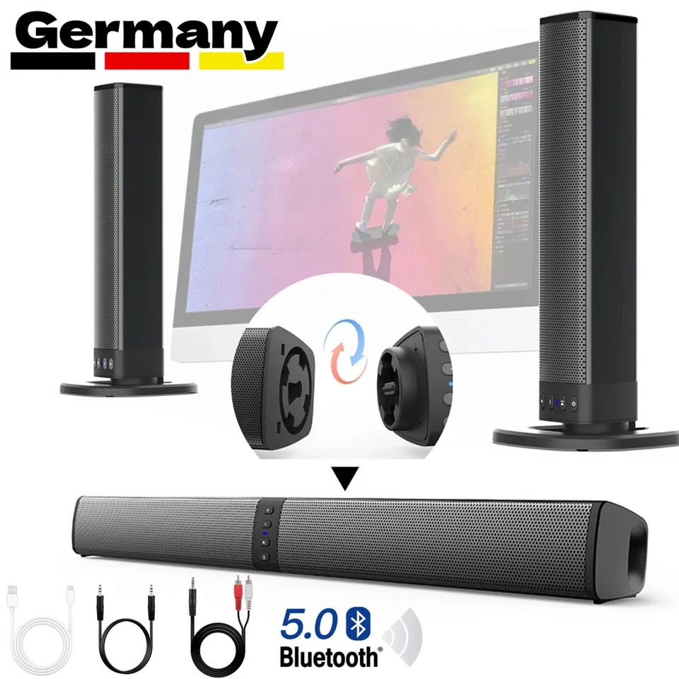 Bluetooth Soundbar TV-PC Sound System 3D Surround Subwoofer Lautsprecher USB Neu - Bild 3 von 4