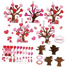  24 Pcs Love Heart Tree Hanging Ornament Heart-Shaped Craft Kit for 
