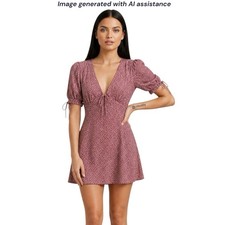 Storia M dusty mauve short tie sleeve ditsy floral mini dress