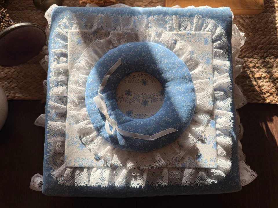 Vtg Lace Fabric Padded Photo Album Cottage Core Journal Scrapbook 80 Retro Heart - Image 2 of 4