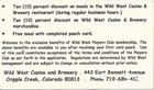 Wild West Casino - Cripple Creek, CO - PC2 Issue Paper Players Club/see details — photo 2