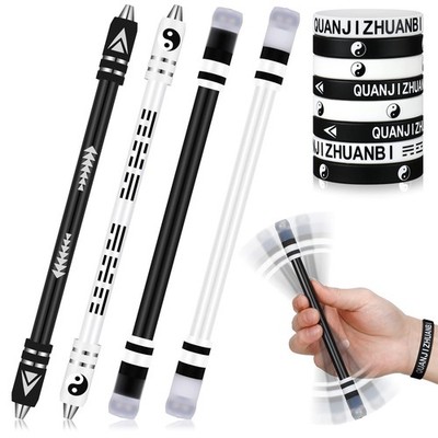 4 Pcs Spinning Pen with 8 Pcs Silicone Bracelet Metal Gaming Finger, 8.5 Inch...