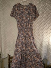 Women's Unbranded Floral Midi Dress M Off-White Blue
