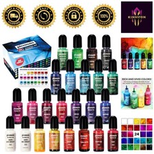 24 Bottles of Alcohol Ink: Fast-Drying  Acid-Free for Professional Art