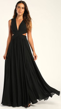 Lulus Womens Cutout Maxi Dress Small Black Event Party Wedding Guest Glam NYE