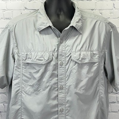 Columbia Kestrel Ridge Button Front Shirt Omni Shade Vented SS Gray XL X-Large