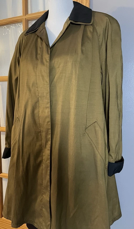 Abrigo Columpio Años 80 JNY EE. UU. Hecho en Estados Unidos L Dorado Forro de Lana Extraíble Plisado Clásico Foto 2 de 4