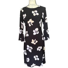 Tommy Hilfiger Black Floral Bell Sleeve Shift Dress Size 2