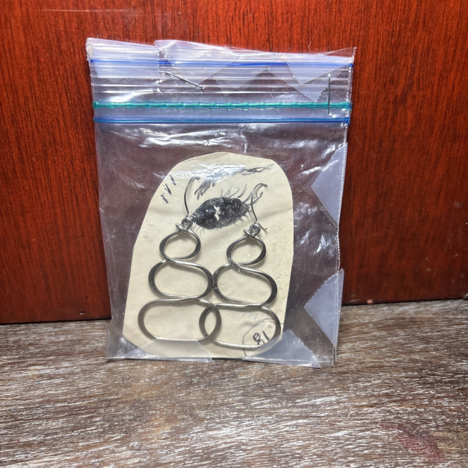 Handmade Abstract Wire Dangle Earrings Silver Ton… - image 1