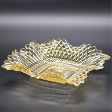 Vintage Indiana Glass Company Yellow Amber Square Candy Dish