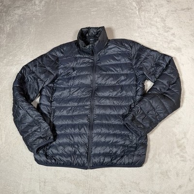 Uniqlo Jacket Men Medium Blue Navy Full Zip Ultra Light Down Puffer Outdoors