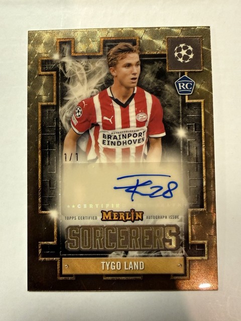 2024-2025 Topps Merlin UEFA TYGO LAND Sorcerers Autograph 1/1 Superfractor SSP