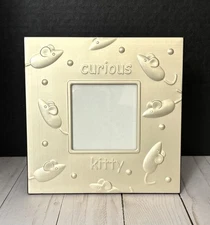 Curious Kitty Picture Frame Metal and Felt Black Hold 3"x 3" Picture