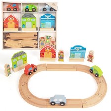Wooden Train Set for Toddler, Wooden Tracks fits Thomas, fits Brio, fits Chug...
