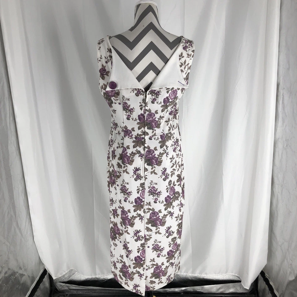 Vestido BETTIE PAGE NET by Tatiyana Vintage Inspirado Pin Up Blanco Floral Talla XXL Foto 3 de 4