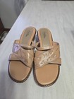 Artiva Leather Sandals Women’s 8.5M Missy Beige Slides Block Heel Brazil  — photo 1