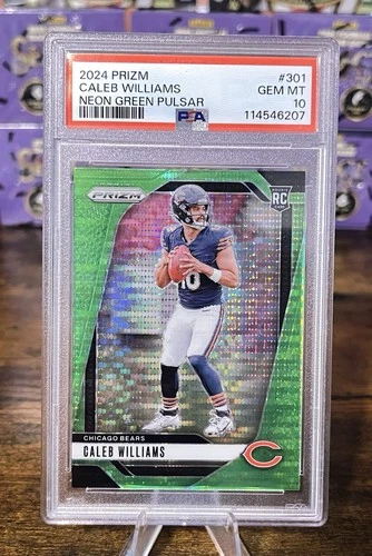 2024 Panini Prizm Caleb Williams RC Neon Green Pulsar Rookie #301 Bears PSA 10
