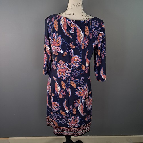 Abito tubino Vince Camuto blu navy floreale manica 3/4 taglia 8 - Foto 2 di 6