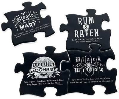Alchemy England 1977 Coaster Set - Gothic Cocktail Coaster Black-White