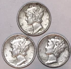 (3) Mercury Dimes - 1937D(XF) 1942S(XF) 1943S(XF) - #2387AT