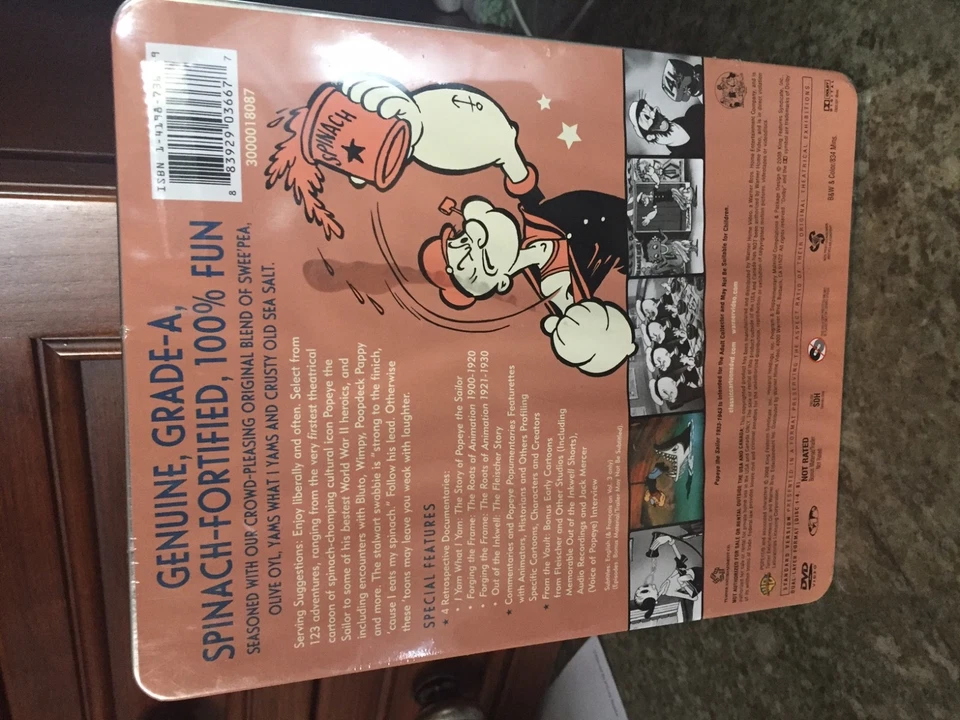 NEW--POPEYE THE SAILOR TIN 8 DVD BOX SET Includes 3 DVD Sets Original Shrink Wra - Image 3 of 3