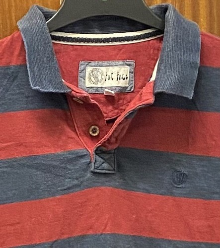 Navy and Red Striped Polo Shirt from Fat Face Size S Chest 34” Length 26.5” - Picture 2 of 3