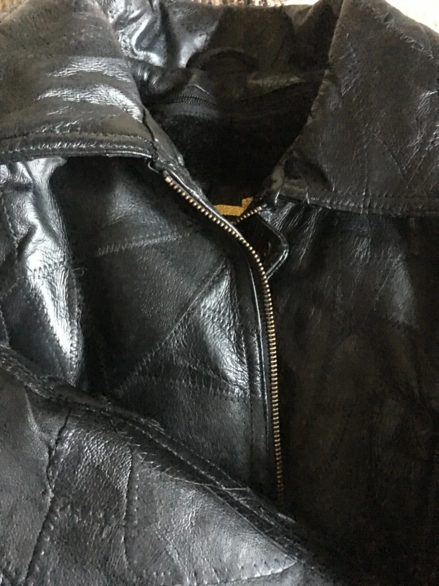 Men s Black Leather Bomber Style Jacket Coat Size M JD Italian