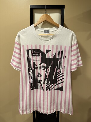 Cav Empt “Low Cost Business” Spell Out Pink Stripe White Tee
