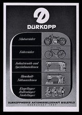 Grosse Werbung Reklame 1953 DÜRKOPP Motorräder Fahrräder Nähmaschinen Kugellager