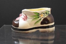 Vintage Pottery Flower Floral Shoe Vase Sign Hand Decorated Florart 4 3/4" GD19