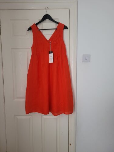 Zyga Lin'n Laundry Sarah Sleeveless Pleat Front Linen Midi Dress UK10 RRP £169 - Picture 1 of 15
