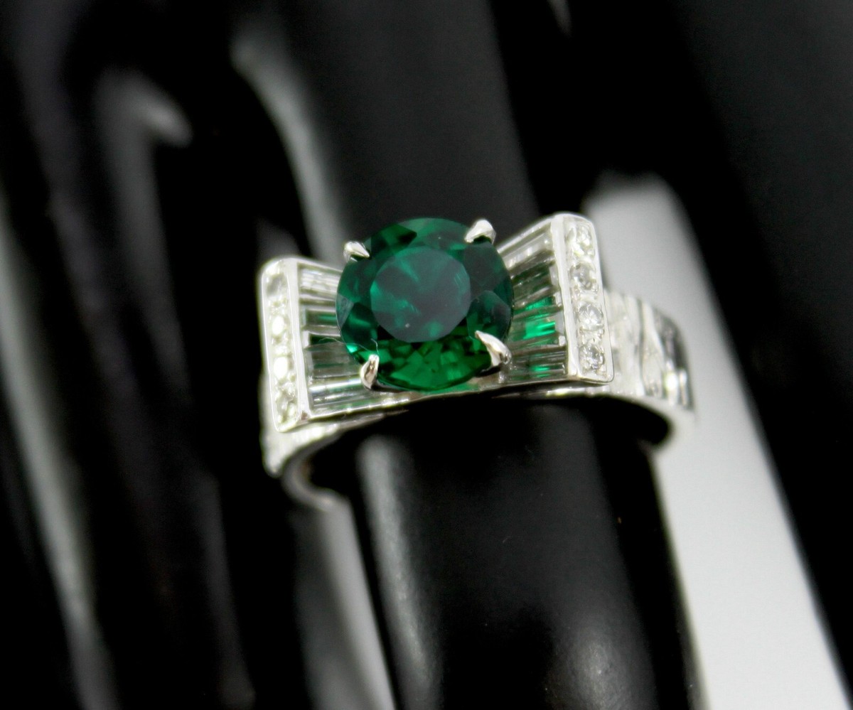 Designer CKG Lab Grown Emerald Diamond Bow Ring in 14k White