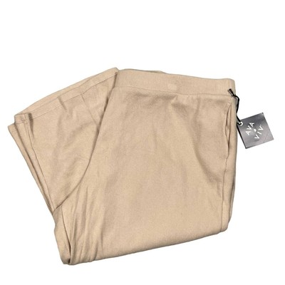 Ava & Viv Women's Plus Size Tan Ribbed Cropped Straight Leg Pants - 3X - NWT