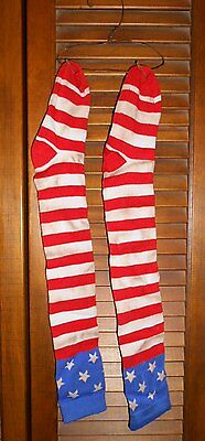 White /& Blue Grungy Primitive Socks Patriotic,Americana Red Stars /& Stripes