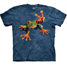 Victory Frog Frogs Amphibian Red-Eyed Tree Blue Cotton Mountain T-Shirt S-3X