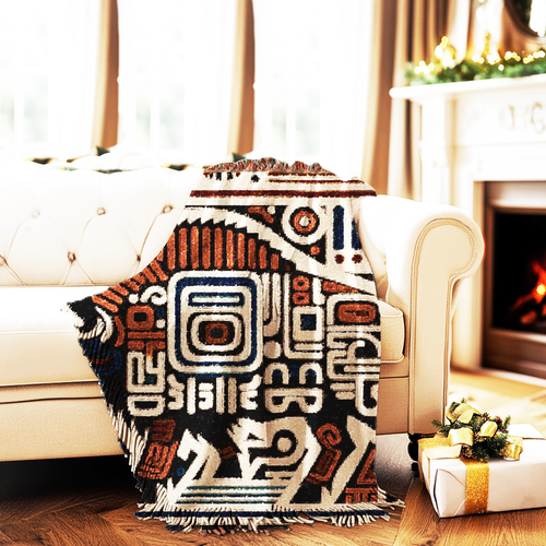 Woven Desert Buffalo Blanket Aztec Native American Quilt Tapestry Southwestern - Picture 3 of 10