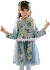Quenny Chinese Style Embroidered Hanfu Dresses 12867 Girls' Red New Year Clothes