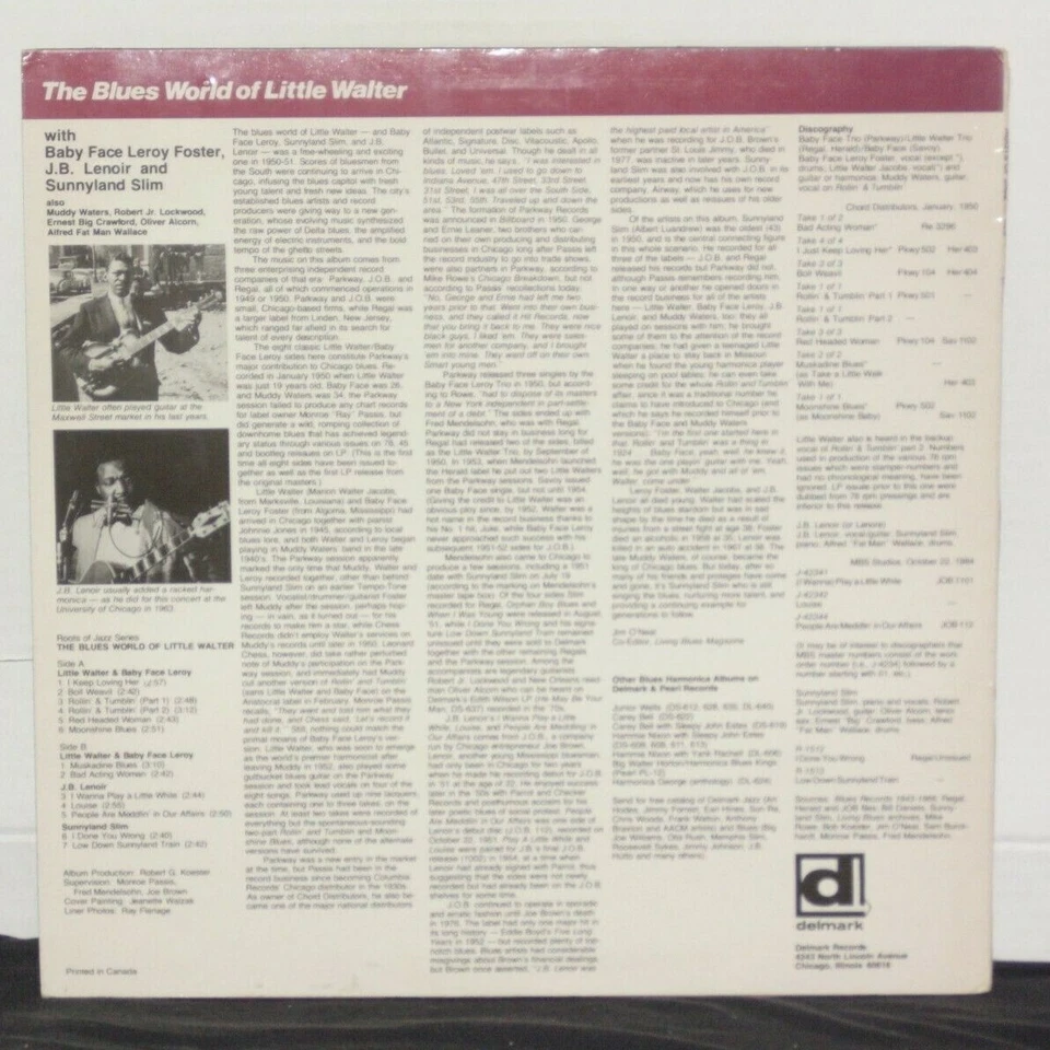 LITTLE WALTER Blues World Of LP VG+ White Label DJ Copy Delmark Promo JB Lenoir Foto 2 de 3