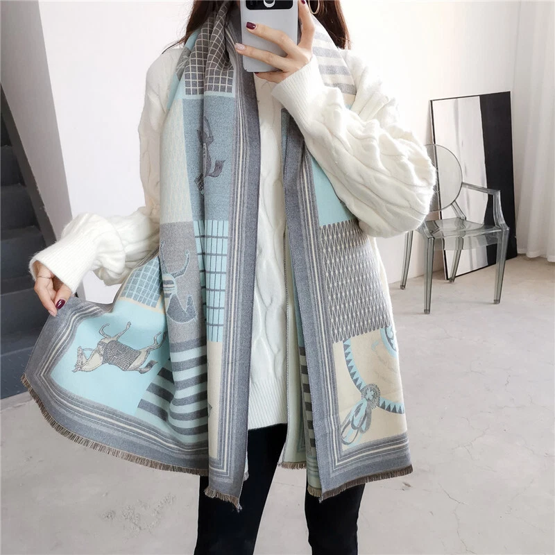 Women Fashion Long Scarf Imitate Cashmere Shawl Printed Kerchief 190*65cm - Imagem 2 de 4